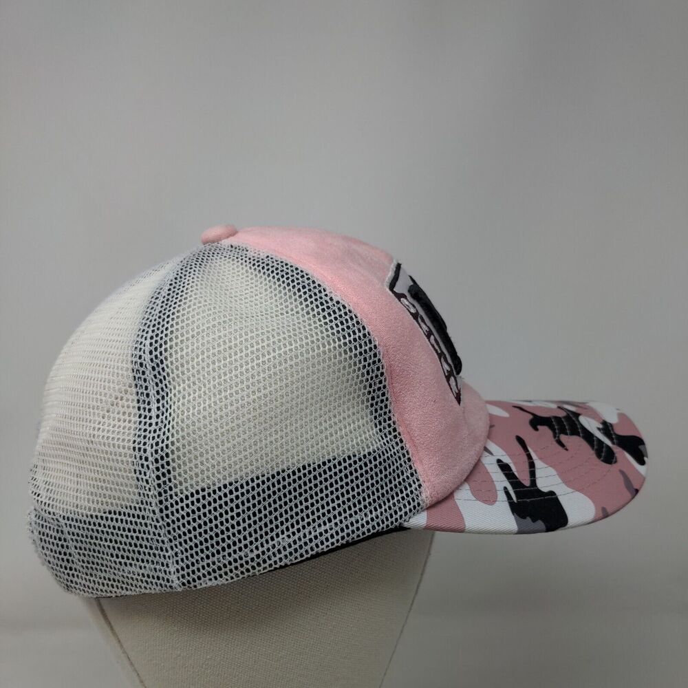 Qatar Mh Queue Snapback Mesh Back Trucker Hat Pink One Size Camouflage View 4